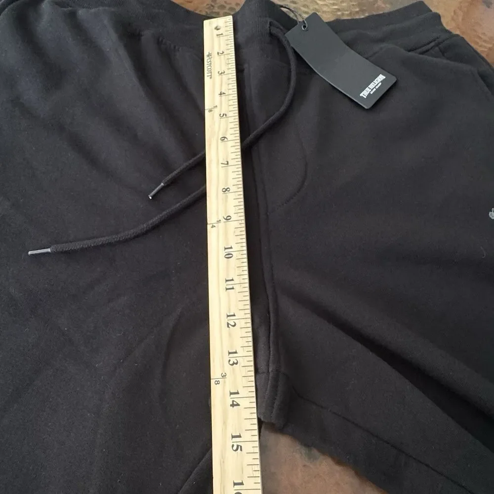 True Religion Buddha Joggers Men XL Black Logo Stitch Ankle Cuff Taper NWT